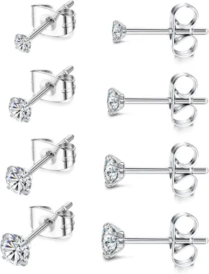 Staligue Titanium Stud Earrings for Sensitive Ears 2-5MM Cubic Zirconia Ball Dot Hypoallergenic Implant Grade Pure Titanium Earrings Studs for Women