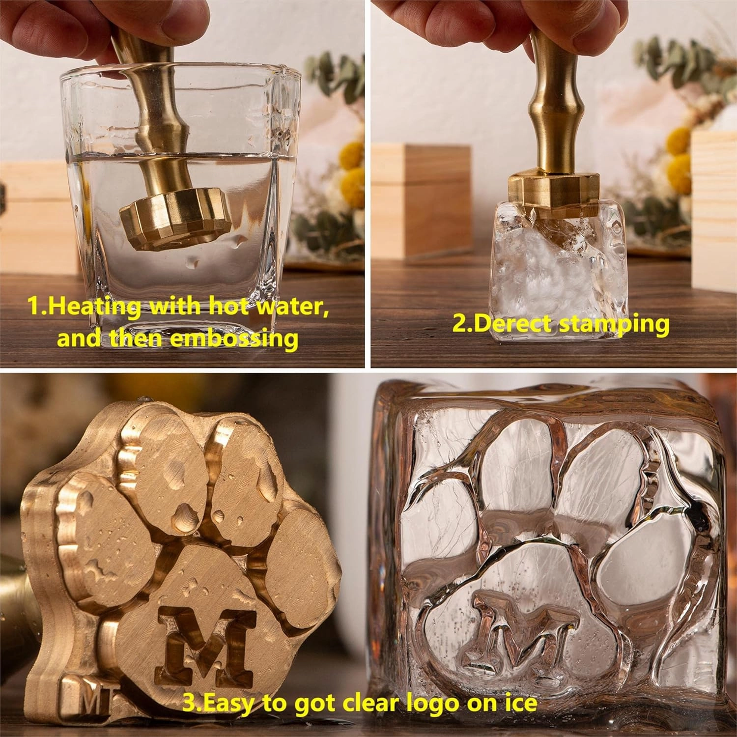 STAMTECH Custom Ice Cube Stamp - Custom Ice Stamp with Metal Handle Create Unique Ice Branding Stamp Design Perfect for Parties Events Everyday Drinks 1 inch