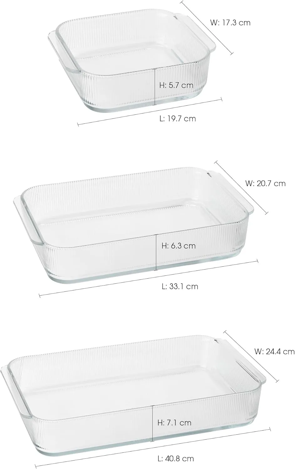Stelton Pilastro Ribbed Oven-Safe Glass Bowl, Casserole Dish for Lasagne, Gratin, Pastries, Transparent, Dishwasher Safe, L 33.1 cm