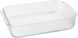 Stelton Pilastro Ribbed Oven-Safe Glass Bowl, Casserole Dish for Lasagne, Gratin, Pastries, Transparent, Dishwasher Safe, L 33.1 cm