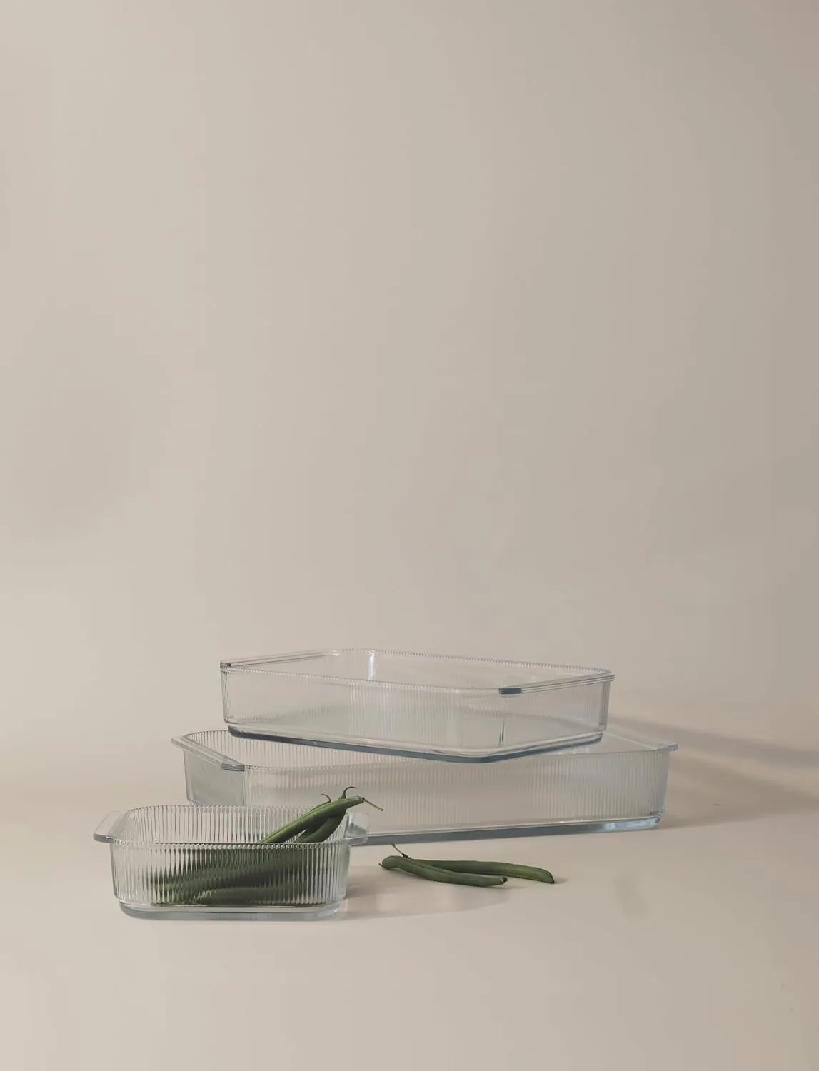 Stelton Pilastro Ribbed Oven-Safe Glass Bowl, Casserole Dish for Lasagne, Gratin, Pastries, Transparent, Dishwasher Safe, L 33.1 cm