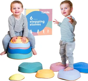 Stepping Stones for Toddlers | 6pcs Durable Non-Slip Stones | Encourage Toddler Balance & Gross Motor Skills | Indoor & Outdoor Toys | Obstacle Course and Gifts for Toddlers