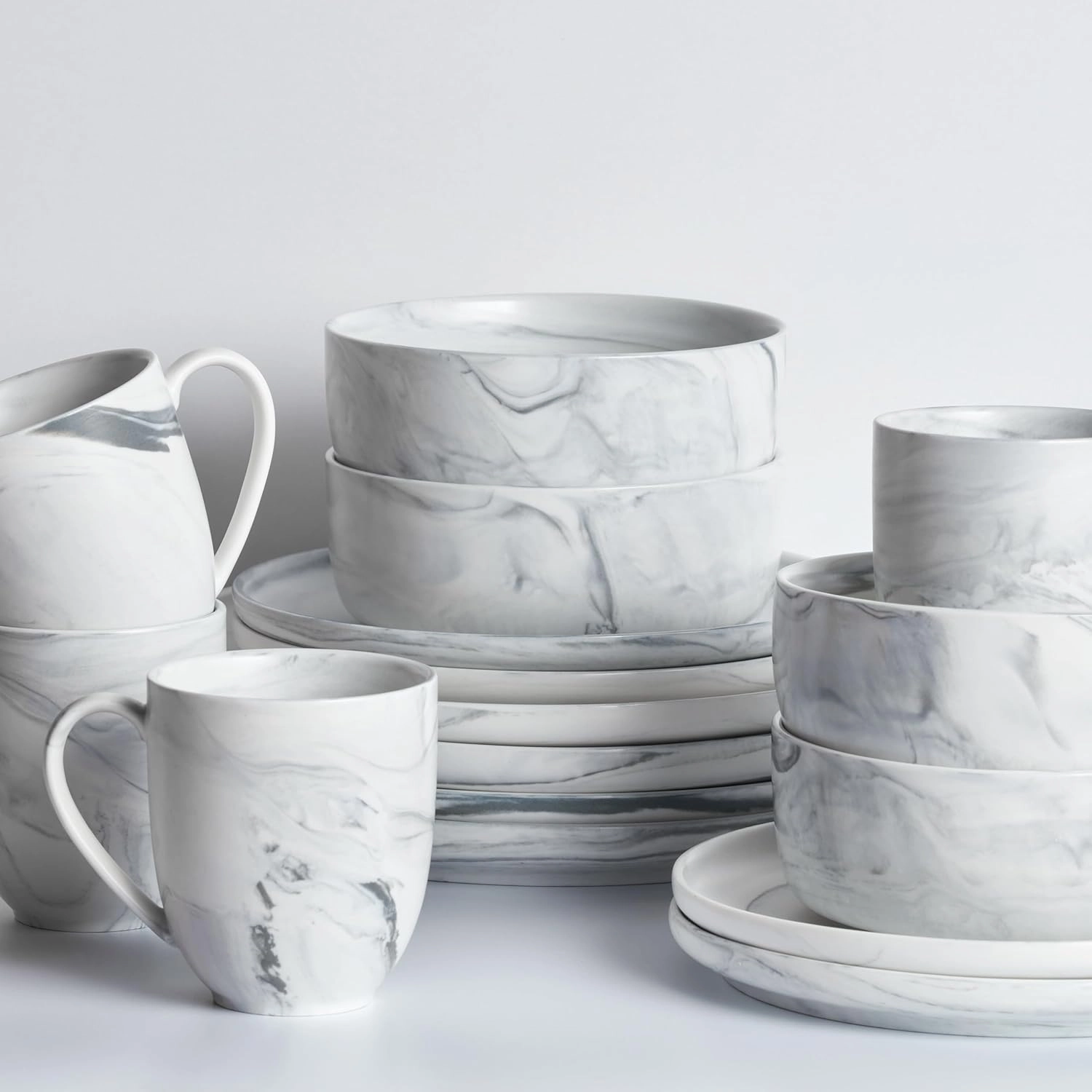 Stone Lain Brighton 16-Piece Dinnerware Set Porcelain, Gray