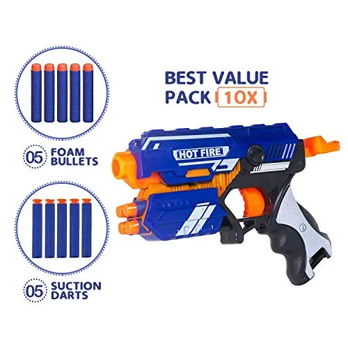 Storio Blaze Storm Hot Fire Soft Bullet Gun Toy with 10 Safe Soft Foam Bullets, Fun Target Shooting Battle Fight Game for Kids Boys (Blaze Storm- Hot Fire)