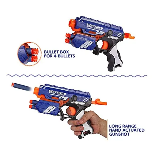 Storio Blaze Storm Hot Fire Soft Bullet Gun Toy with 10 Safe Soft Foam Bullets, Fun Target Shooting Battle Fight Game for Kids Boys (Blaze Storm- Hot Fire)