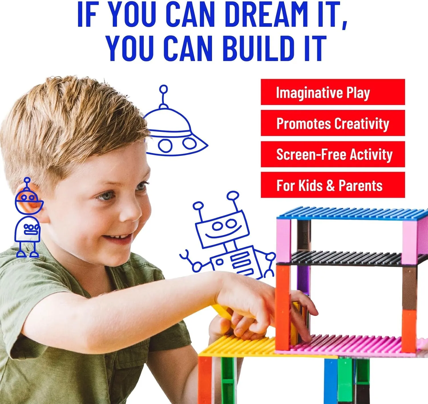 Strictly Briks 12 Pack Classic Stackable Baseplates 6x6, for Building Bricks, 20x20 Studs Plates Mats 100% Compatible with All Major Brands, Stackable for Top & Bottom Sides, 12 Blue/Green