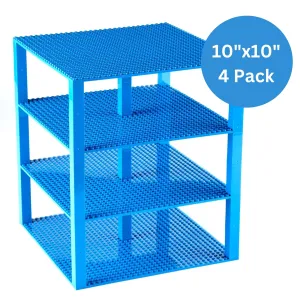 Strictly Briks 4 Pack Classic Stackable Baseplates, Building Bricks Plates with Stackers