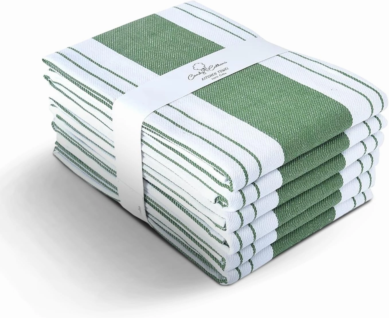 Stripe Kitchen Towels Decor Mordern Design Centreband Tea Dish Towels Boho Stripe Absorbent Festive Gift Set of 6 Pantry Reusable Kitchen Dish Towel|Easter Spring Decor 18x28 in Green