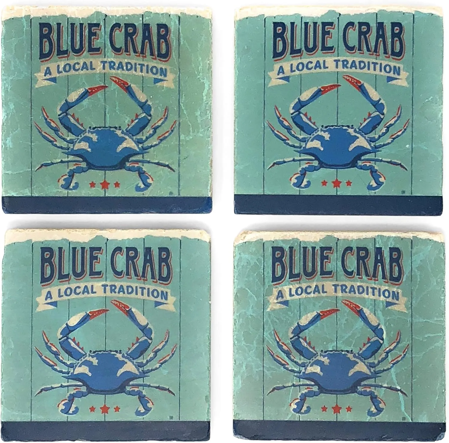 Studio Vertu Blue Crab Marble Coasters, Set of 4