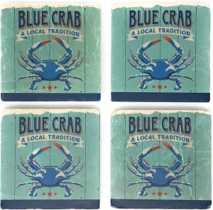 Studio Vertu Blue Crab Marble Coasters, Set of 4