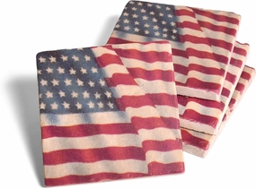 Studio Vertu American Flag Tumbled Marble Coasters, Set of 4