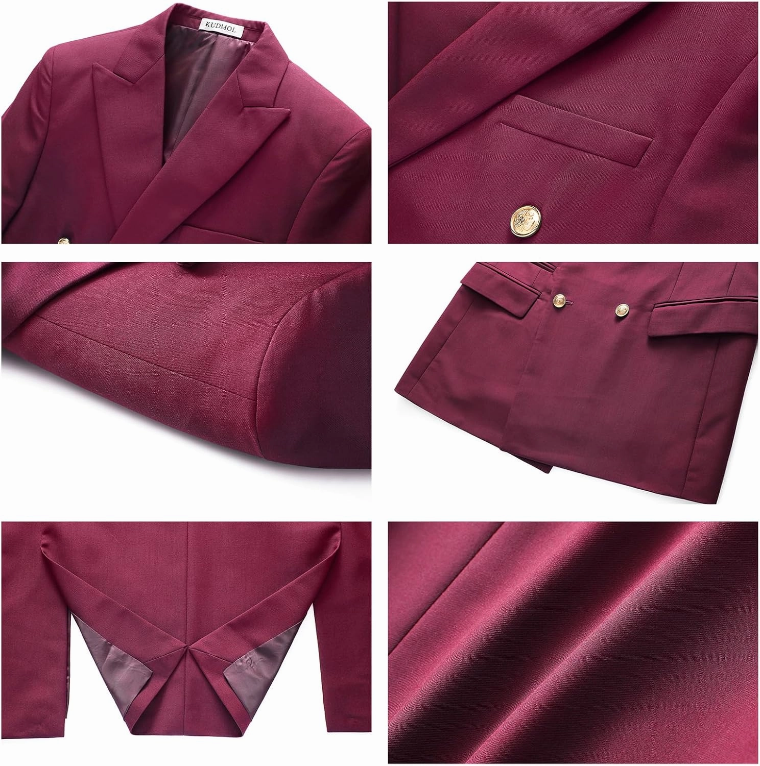 Suit for Men Solid Double Breasted 2 Piece Tuxedo Set Regular Fit Peak Lapels Jacket and Pants