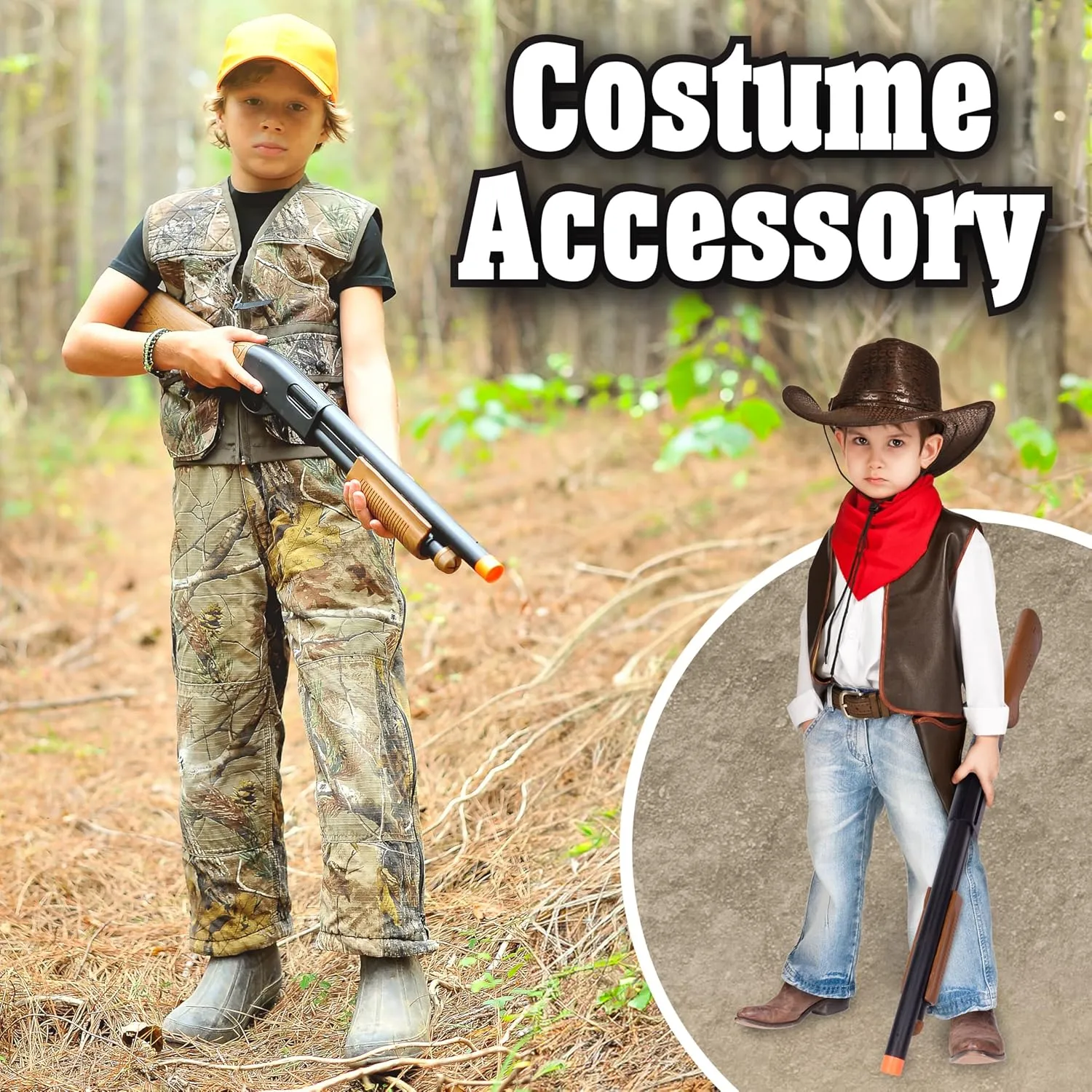Sunny Days Entertainment Pump Action Blaster – with Realistic Sounds and Ejecting Play Shells | Hunting Role Play Toy | Cowboy Costume for Kids – Maxx Action, Wood Grain
