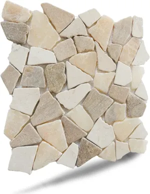 Sunset Random Mosaic, Tumbled Stone Back Splash Tiles for Kitchen Walls, Shower and Bathroom Floors, and Outdoor Areas (11.4" X 11.4")