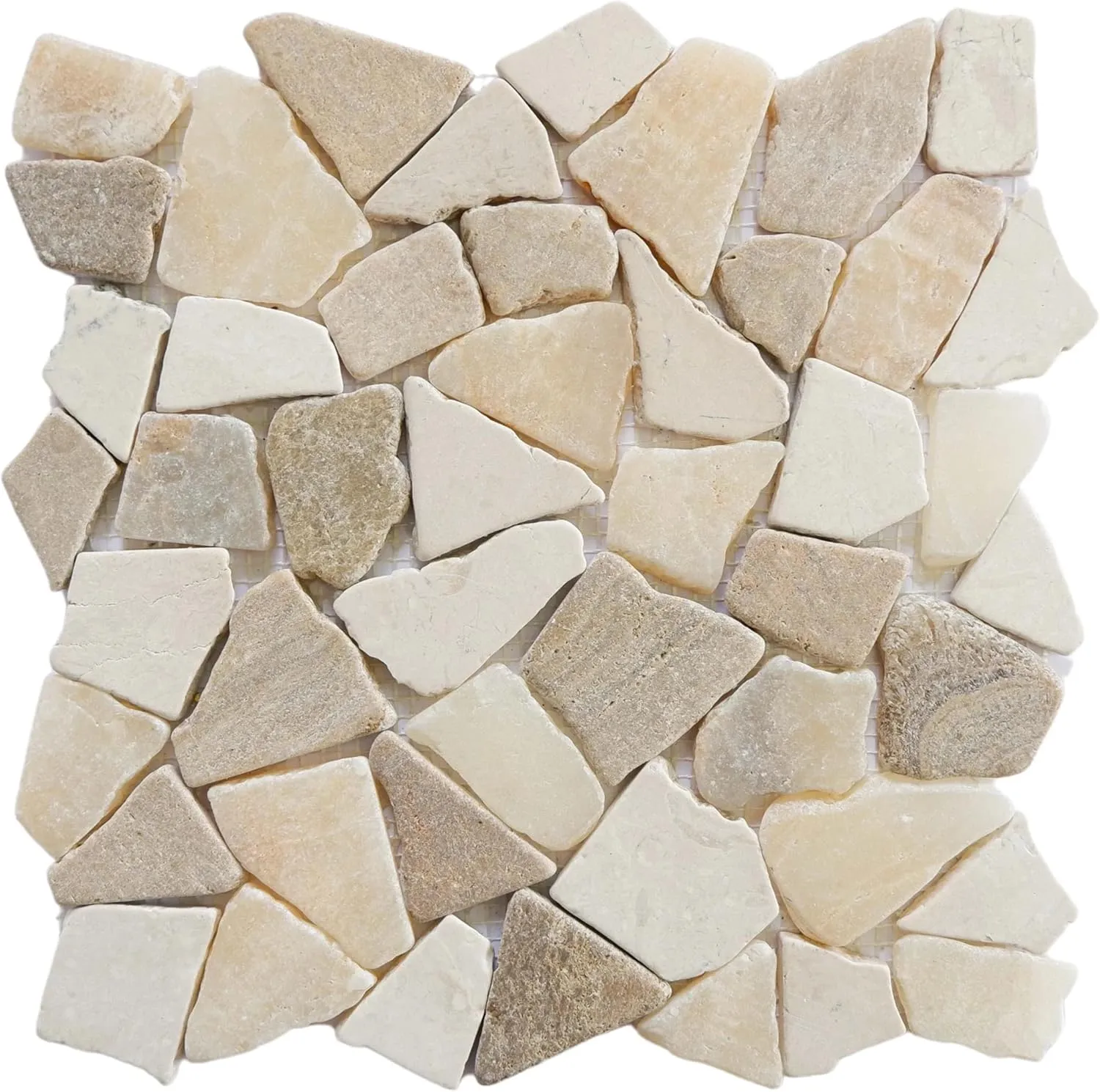Sunset Random Mosaic, Tumbled Stone Back Splash Tiles for Kitchen Walls, Shower and Bathroom Floors, and Outdoor Areas (11.4" X 11.4")