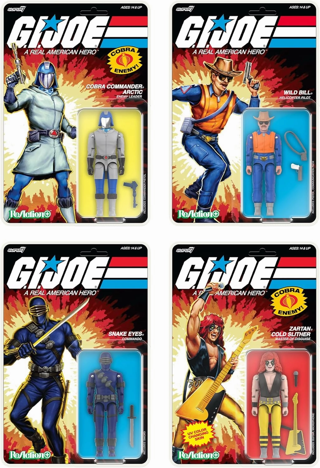 Super7 Reaction  G.I. Joe Zartan Cold Slither (Cartoon) - 3.75" G.I. Joe Action Figure with Accessories Classic Cartoon Collectibles and Retro Toys