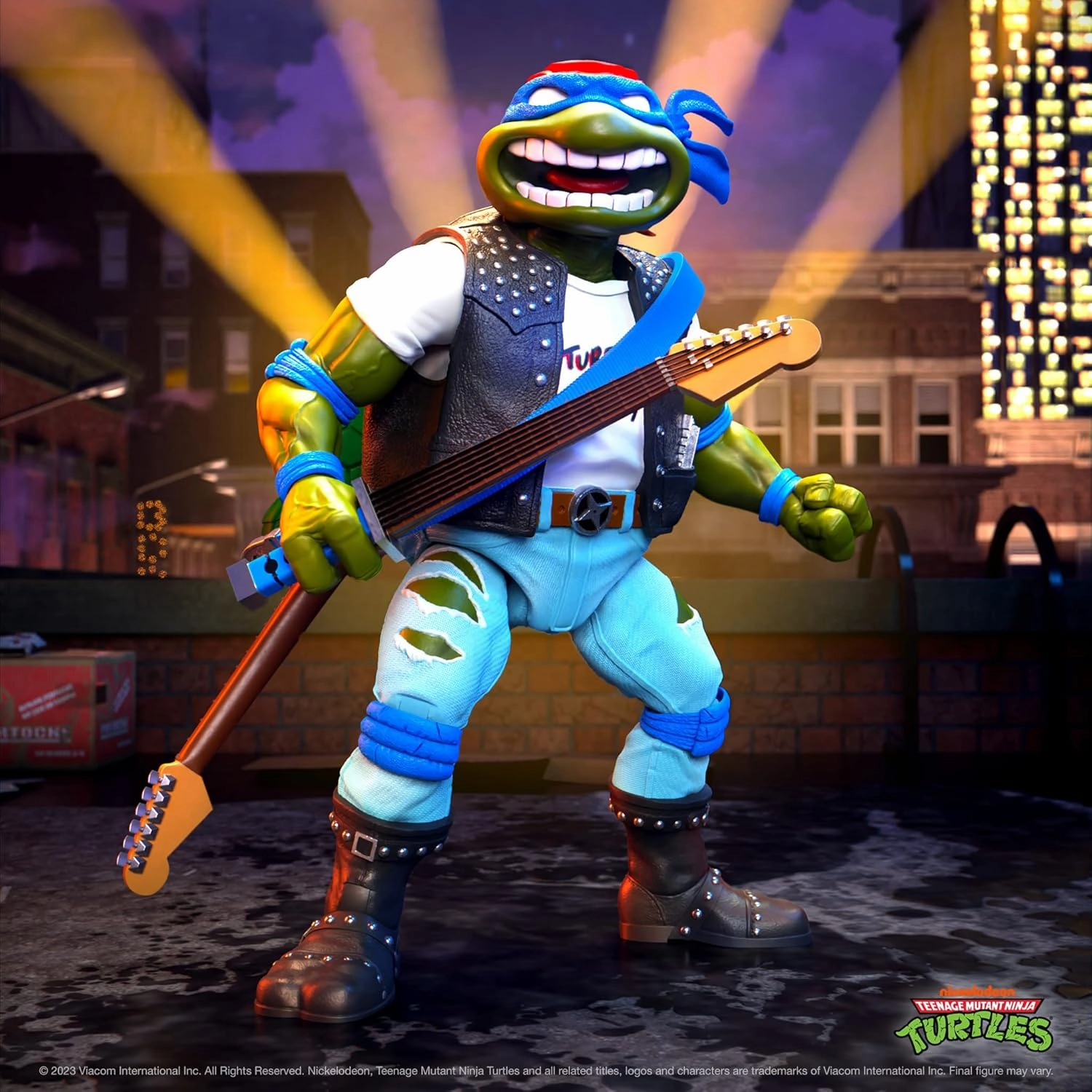 Super7 ULTIMATES! Teenage Mutant Ninja Turtles Classic Rocker Leo - 7" TMNT Action Figure with Accessories Classic Cartoon Collectibles and Retro Toys
