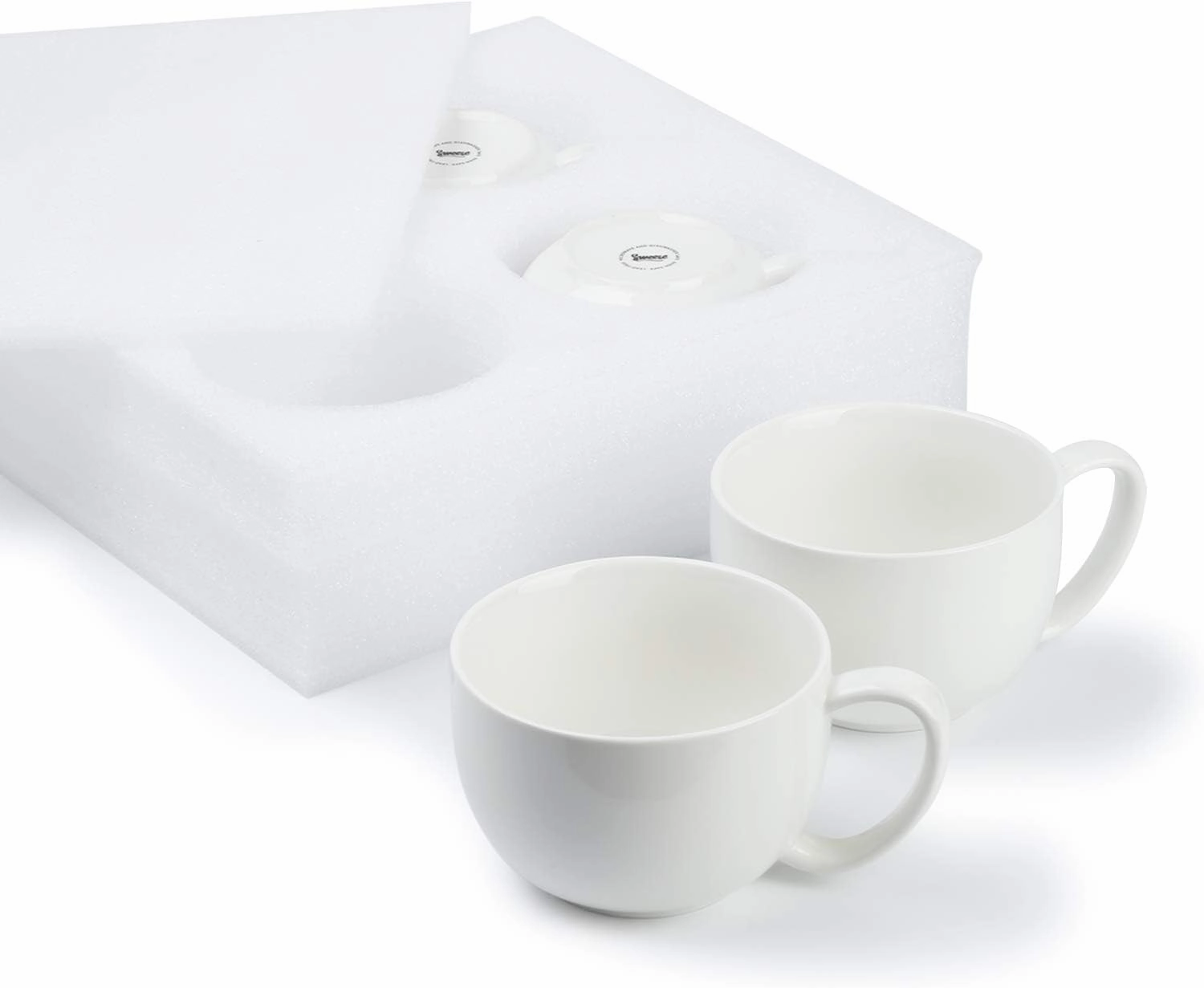Sweese Porcelain 22oz Large Coffee Mugs Set of 4, Large Soup Mug with Handles Perfect for Coffee, Tea, Hot Chocolate, Microwave Safe, White