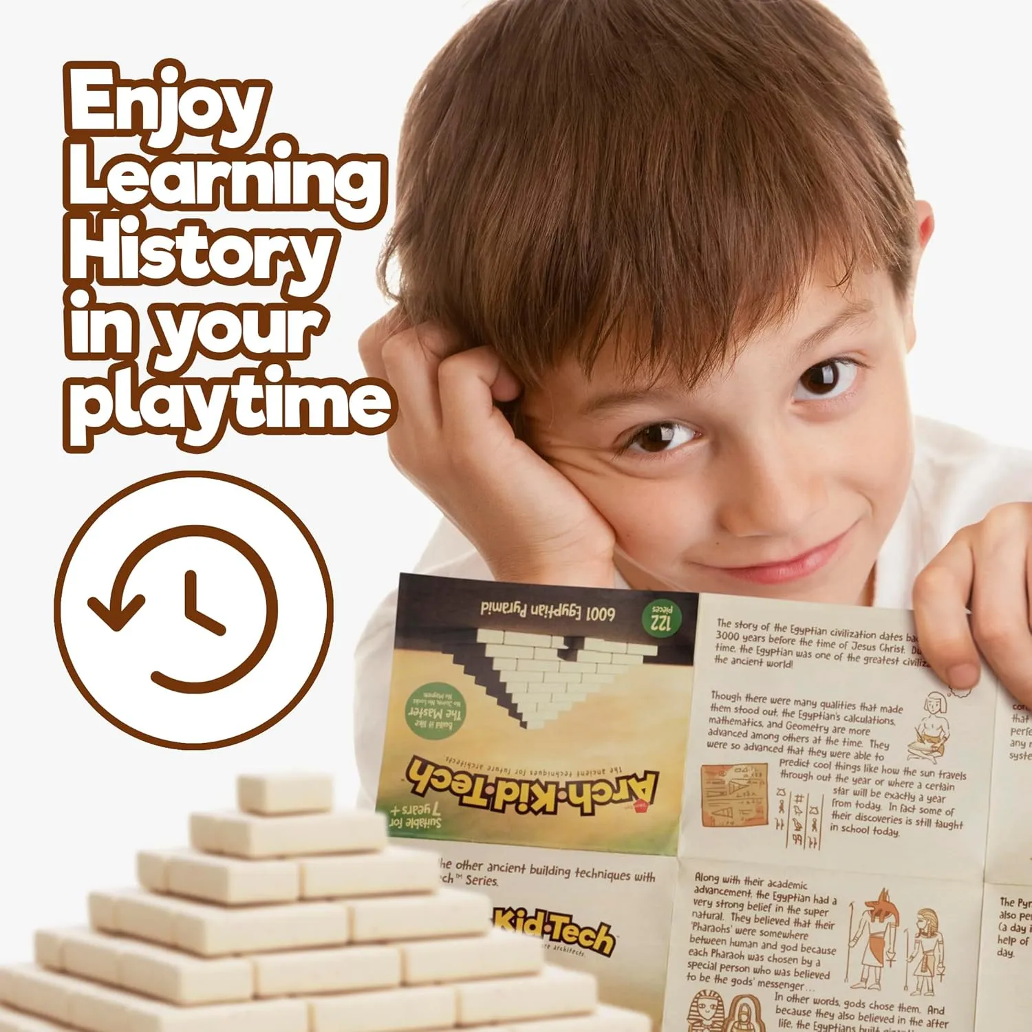 Taksa Toys Ancient Pyramid Egypt Stem Toys Educational Stackable Building Blocks Bricks for Kids Ages 7 8 9 10  Years Old, Creative Architectural Learning Games, Montessori Toys for Children, 122 Pcs