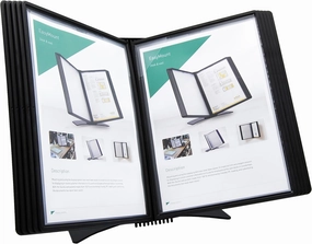 Tarifold DJOIS Desktop Reference & Display System - Durable Metal Base & Polypropylene - Letter-Size - 10 Double-Sided Pockets - 20 Sheet Capacity - Easy-Load - Made in France - Black