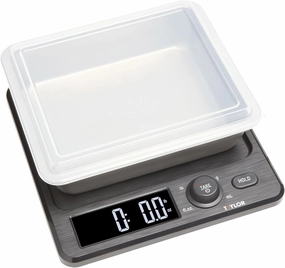 Taylor Digital Kitchen Scale with Dishwasher Safe Stainless Steel Container and Snap On, 22 pound capacity, Black