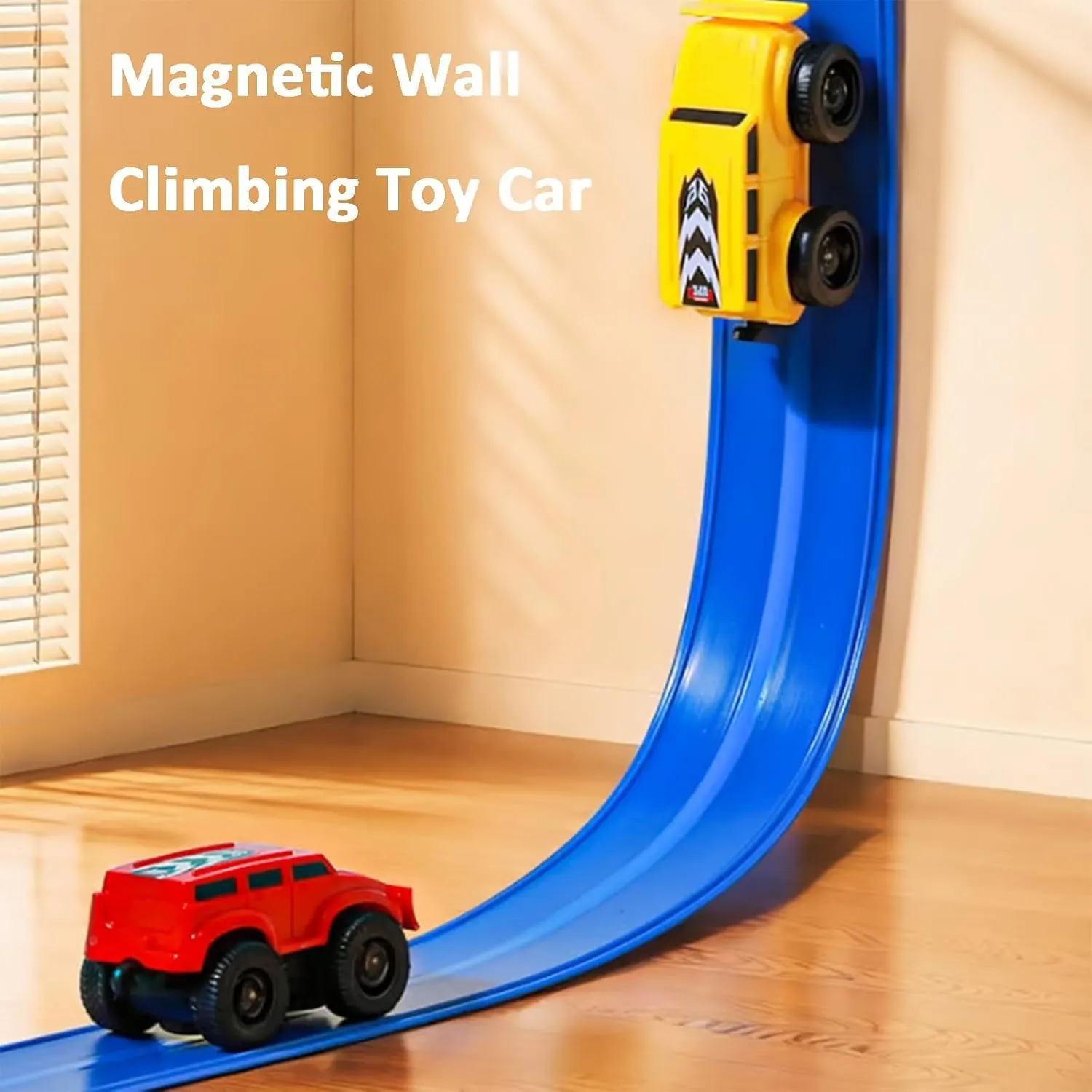 Tenddaily Magnetic Anti Gravity Wall Climbing Car,Cautiecimal Magnetics Walls Climb-Ing Cars,Magnetic Wall Climbing Toy Car,Inertial Magnetics Levitation,Drive on Walls and Ceiling (Red Blue)