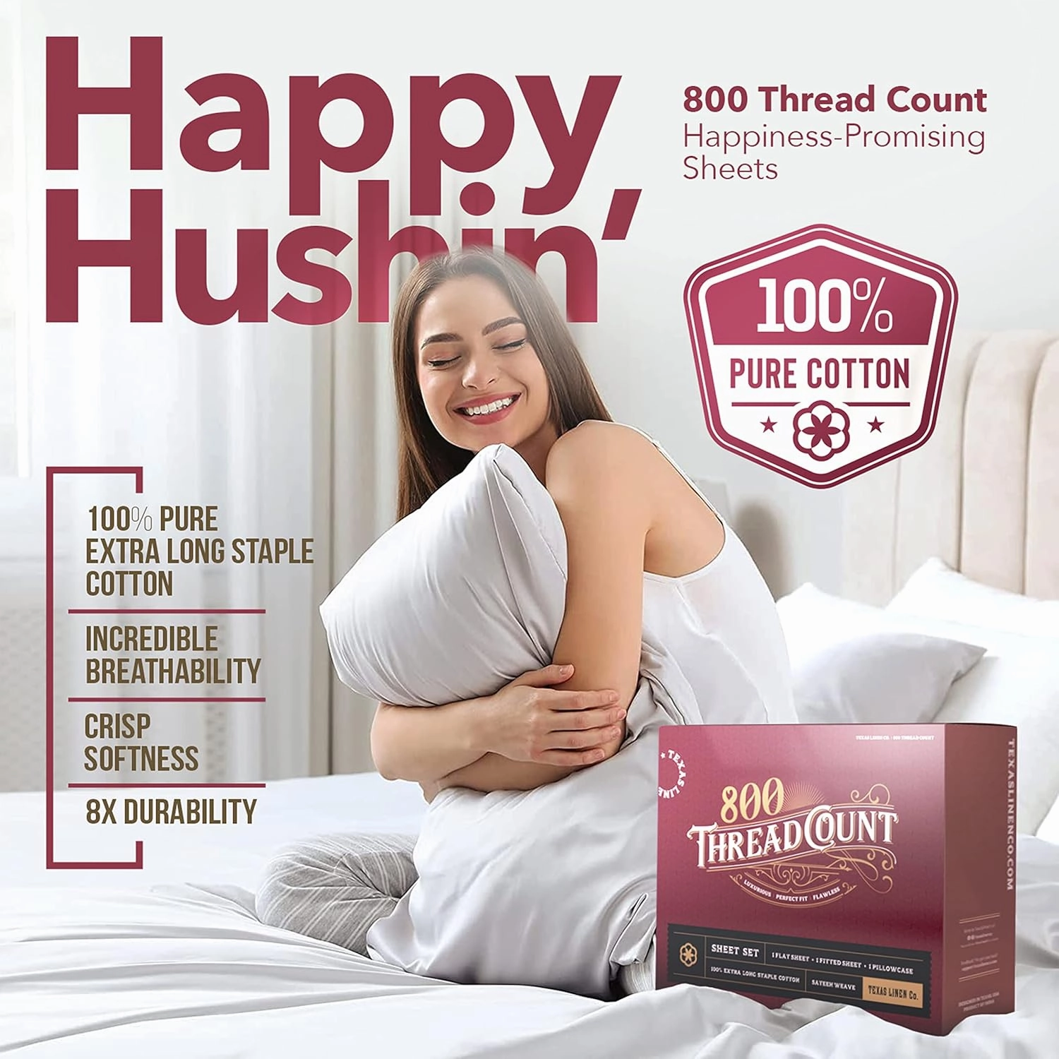 TEXAS LINEN CO. Egyptian Cotton Sheet Set - 800 TC 4 PC Dark Grey Queen Bedsheet for Queen Size Bed, Sateen Weave Luxury Hotel Sheets, Soft Cooling Sheets, 16" Deep Pocket (Fits Upto 18" Mattress)