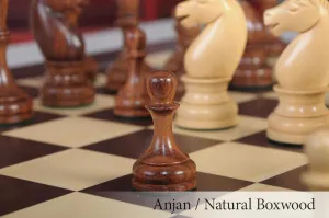 The House of Staunton The Minsk Chess Set - Pieces Only - 3.75" King - Anjan/Natural Boxwood