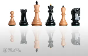 The House of Staunton - The Zagreb '59 Chess Set - Pieces Only - 3.875" King (Black & Natural Lacquered)