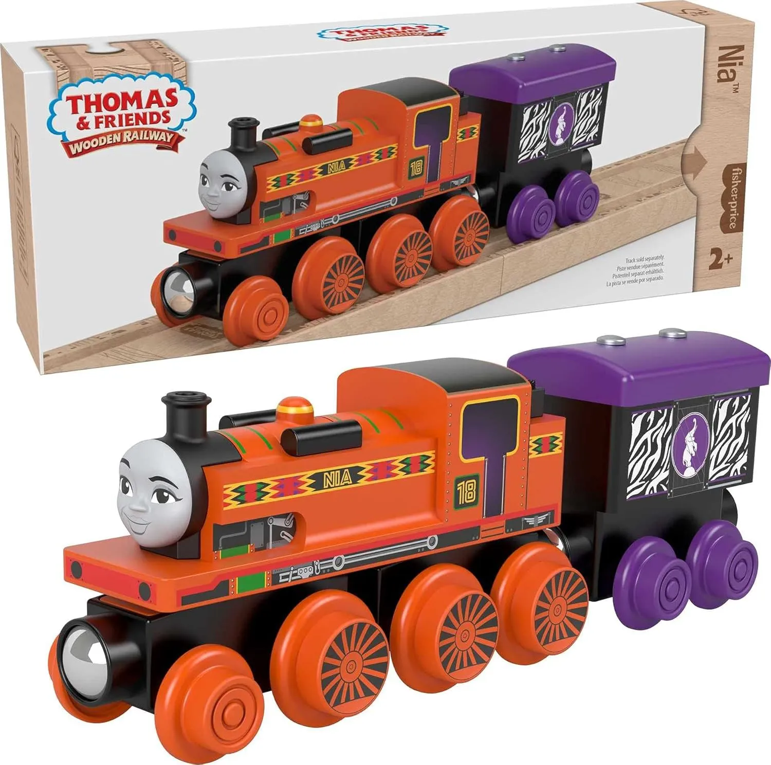 Thomas & Friends Wooden Railway Toy Train Nia Push-Along Wood Engine & Cargo Car for Toddlers & Preschool Kids Ages 2  Years (Amazon Exclusive)