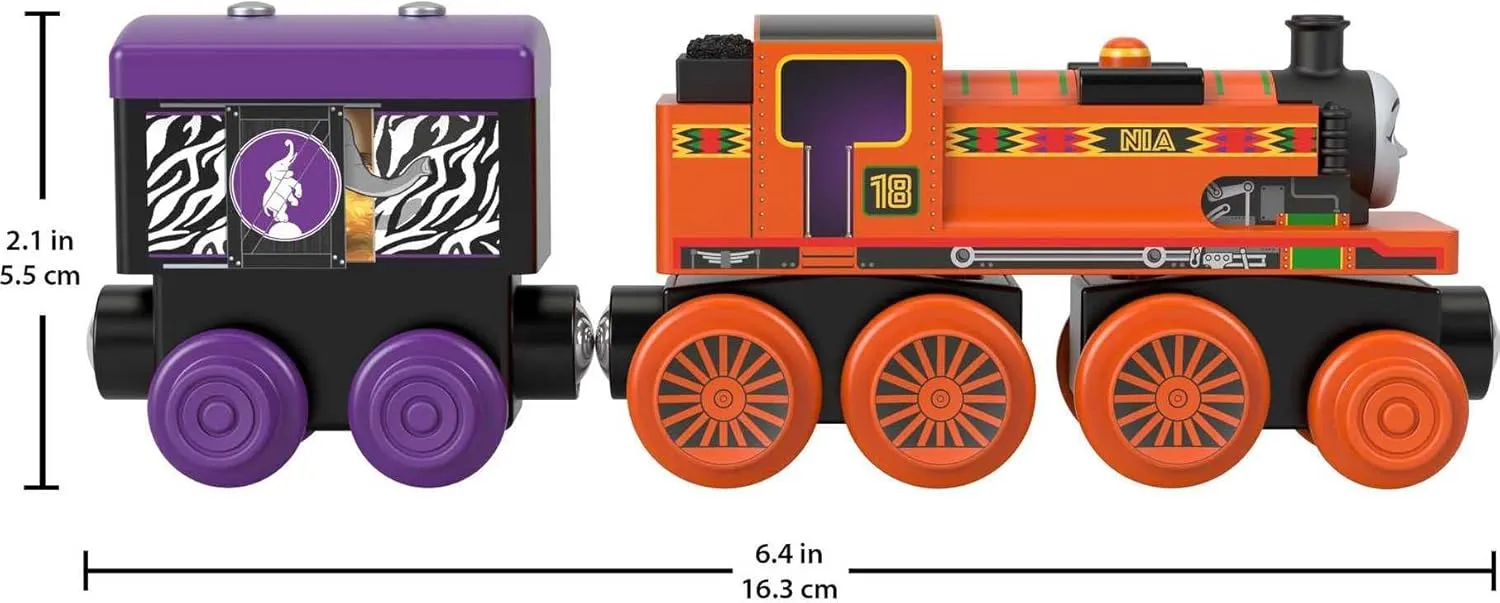 Thomas & Friends Wooden Railway Toy Train Nia Push-Along Wood Engine & Cargo Car for Toddlers & Preschool Kids Ages 2  Years (Amazon Exclusive)