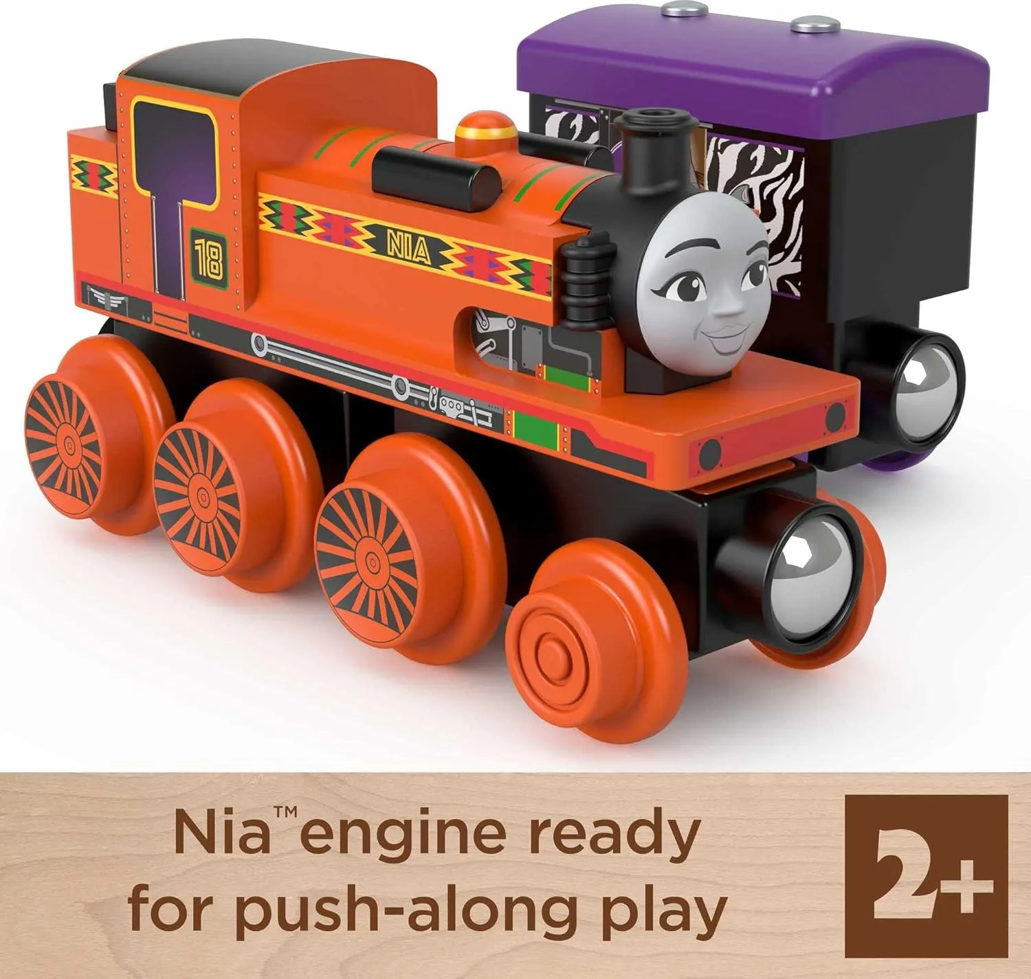 Thomas & Friends Wooden Railway Toy Train Nia Push-Along Wood Engine & Cargo Car for Toddlers & Preschool Kids Ages 2  Years (Amazon Exclusive)