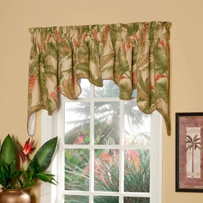 Thomasville At Home La Selva Natural Scalloped Empress Swag, Scallopped Rod Pocket Valance for Livingroom/Kitchen/Bath, 32x100 (1)