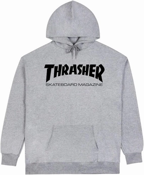 Thrasher Skate Mag Hooded Sweatshirt Pullover Skate Sweatshirt, Grey, Size: XX-Large