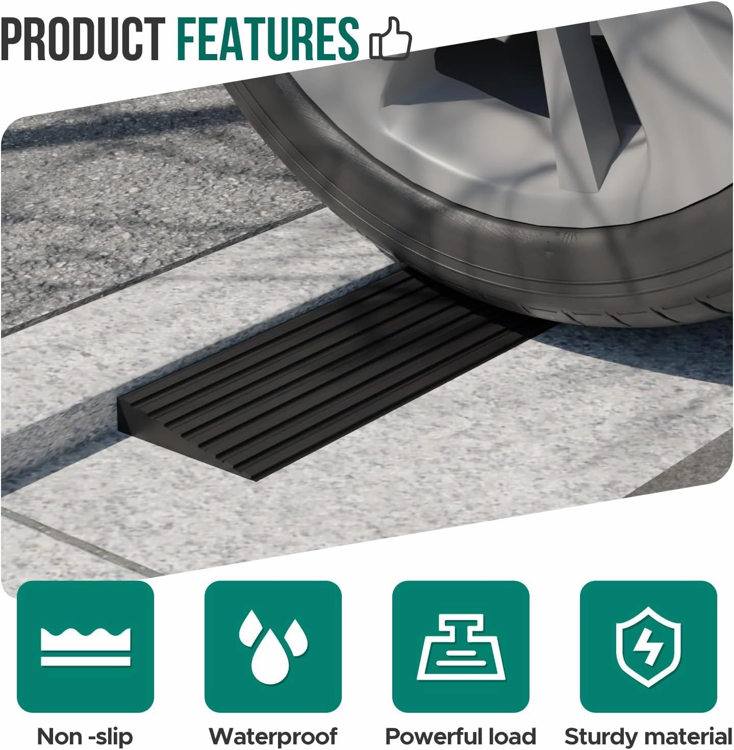 Threshold Ramps for Doorways Self-Adhesive Rubber Ramps for Door Threshold Rubber Door Threshold Ramp for Wheelchair for Doorways, Curb, Power Scooters, Bathroom (Black, 3/8'' Rise-3.3Ft Long)