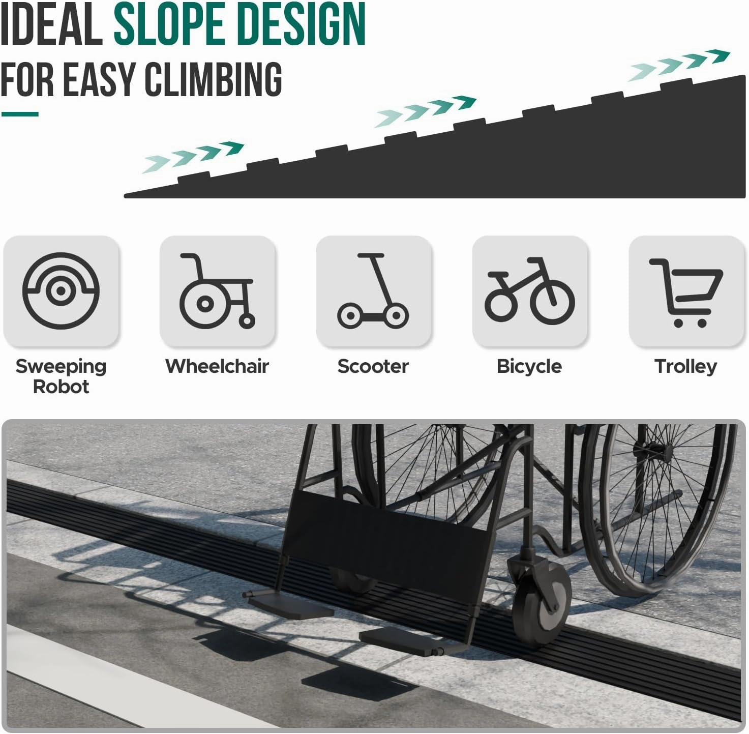 Threshold Ramps for Doorways Self-Adhesive Rubber Ramps for Door Threshold Rubber Door Threshold Ramp for Wheelchair for Doorways, Curb, Power Scooters, Bathroom (Black, 3/8'' Rise-3.3Ft Long)