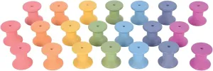 TickiT Rainbow Wooden Spools - Set of 21 - Assorted Colors - Loose Parts Wooden Toy for Babies and Toddlers 10m  - Inspire Curiosity and Open-Ended Play