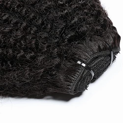 Tight Curly Clip-In Human Hair Extensions 16" Natural Black (#1B)