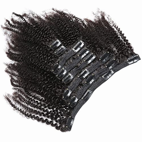 Tight Curly Clip-In Human Hair Extensions 16" Natural Black (#1B)