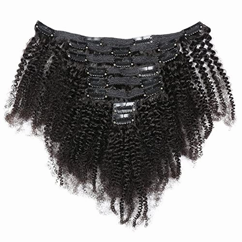Tight Curly Clip-In Human Hair Extensions 16" Natural Black (#1B)