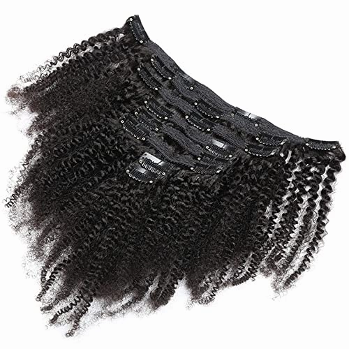 Tight Curly Clip-In Human Hair Extensions 16" Natural Black (#1B)