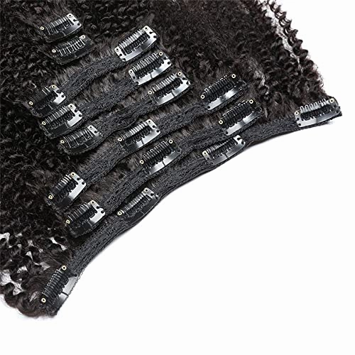 Tight Curly Clip-In Human Hair Extensions 16" Natural Black (#1B)