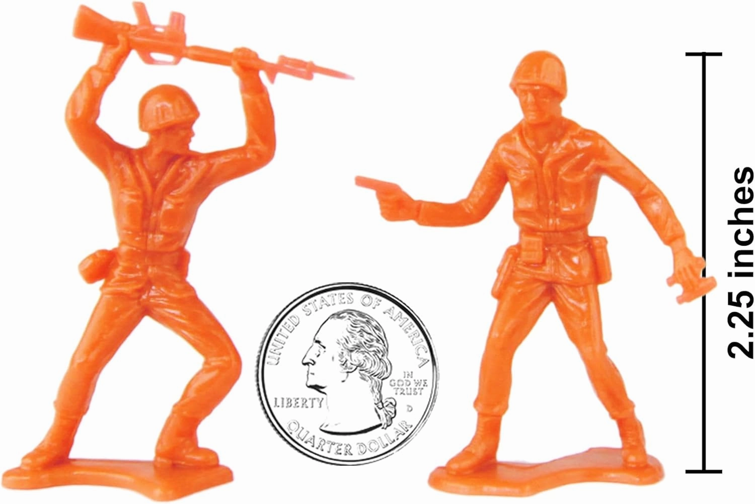 TimMee Plastic Army Men - Orange 48pc Toy Soldier Figures - Made in USA