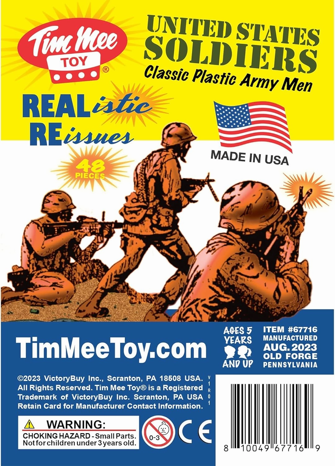 TimMee Plastic Army Men - Orange 48pc Toy Soldier Figures - Made in USA