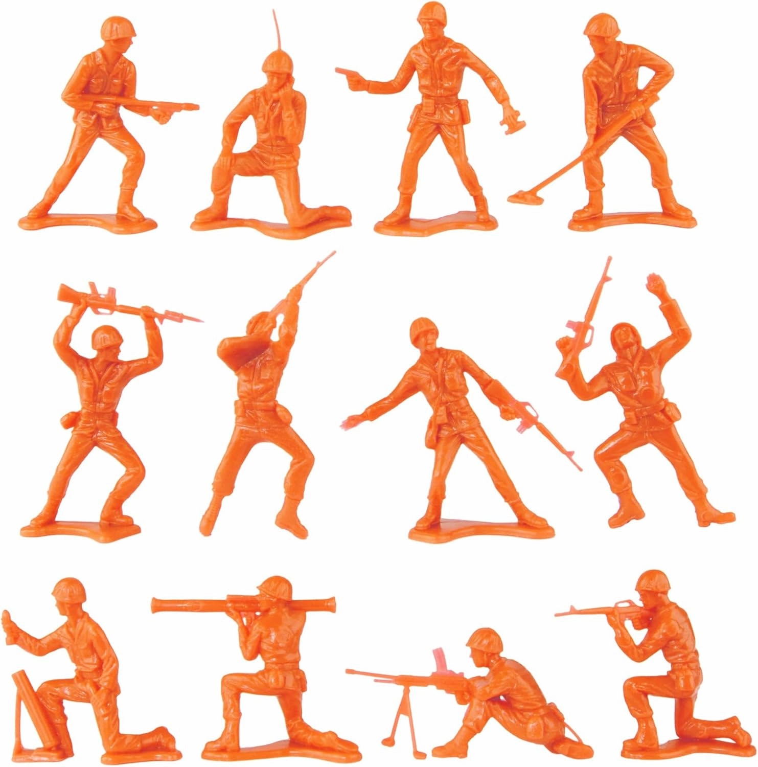 TimMee Plastic Army Men - Orange 48pc Toy Soldier Figures - Made in USA