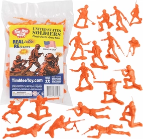 TimMee Plastic Army Men - Orange 48pc Toy Soldier Figures - Made in USA