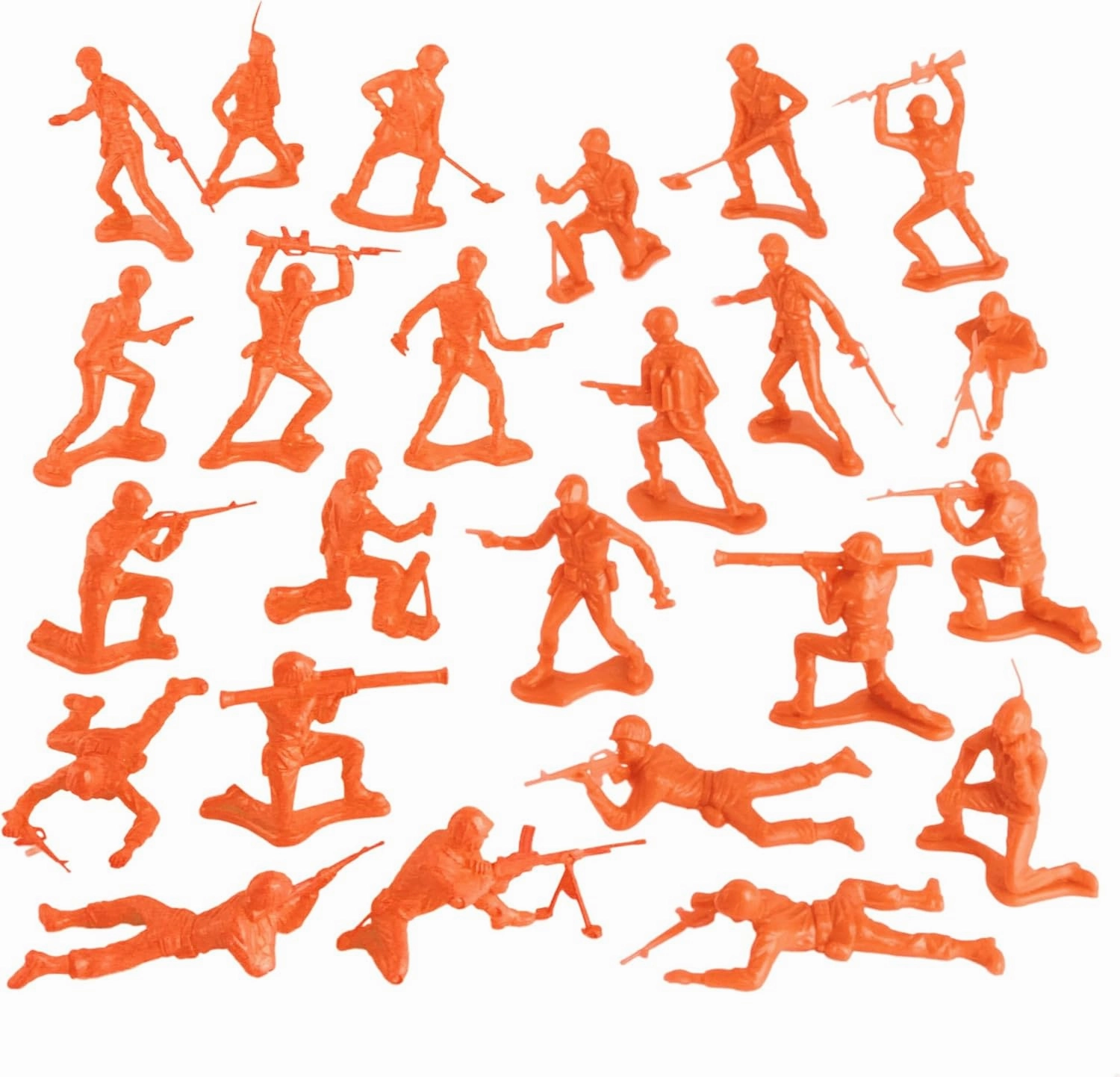 TimMee Plastic Army Men - Orange 48pc Toy Soldier Figures - Made in USA
