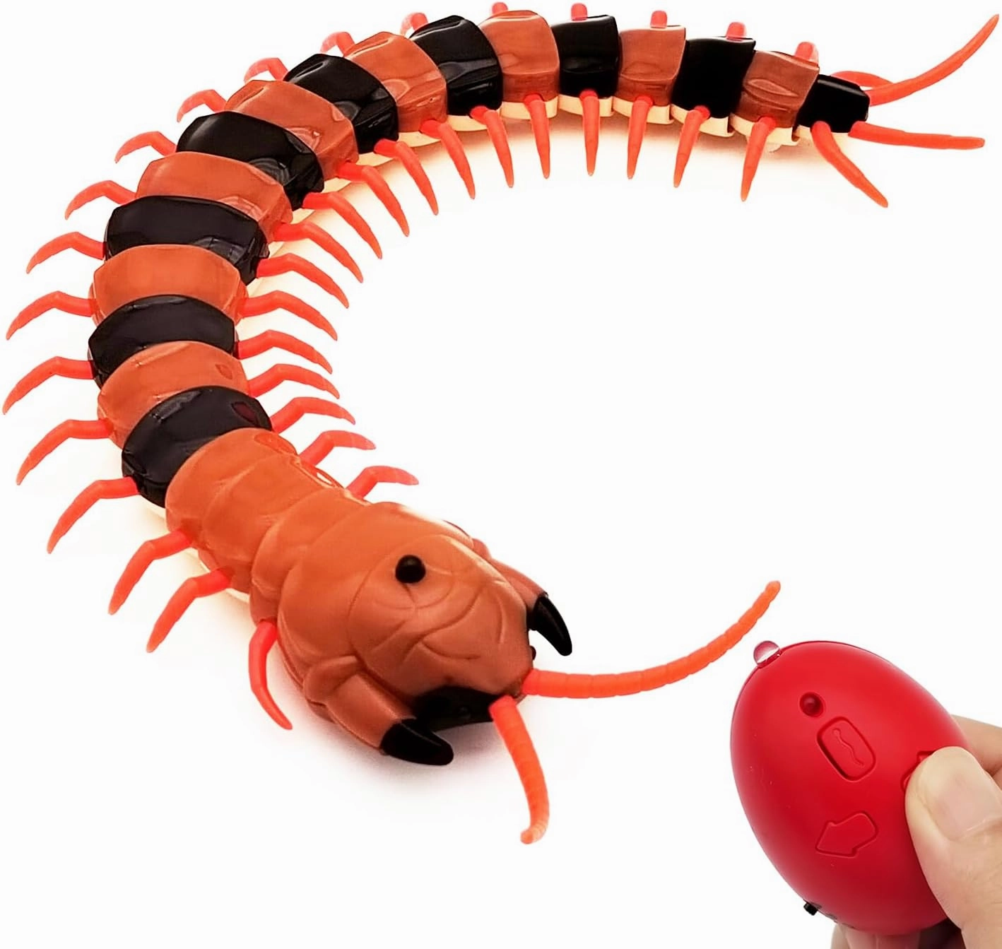 Tipmant Realistic RC Centipede Scolopendra Toy Infrared Remote Control Animal Vehicle Car Scary Prank Kids Birthday Gifts (Orang Stripe)