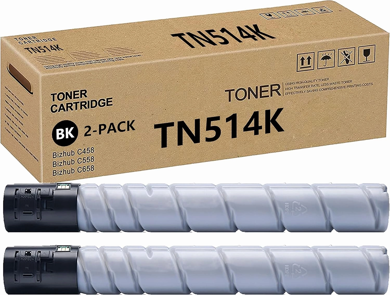 TN514K (A9E8130) TN-514 TN514 K Toner Cartridge Compatible Replacement for Konica Minolta Bizhub C458 C558 C658 Printer (28,000 Pages High Yield 2 Pack Black)