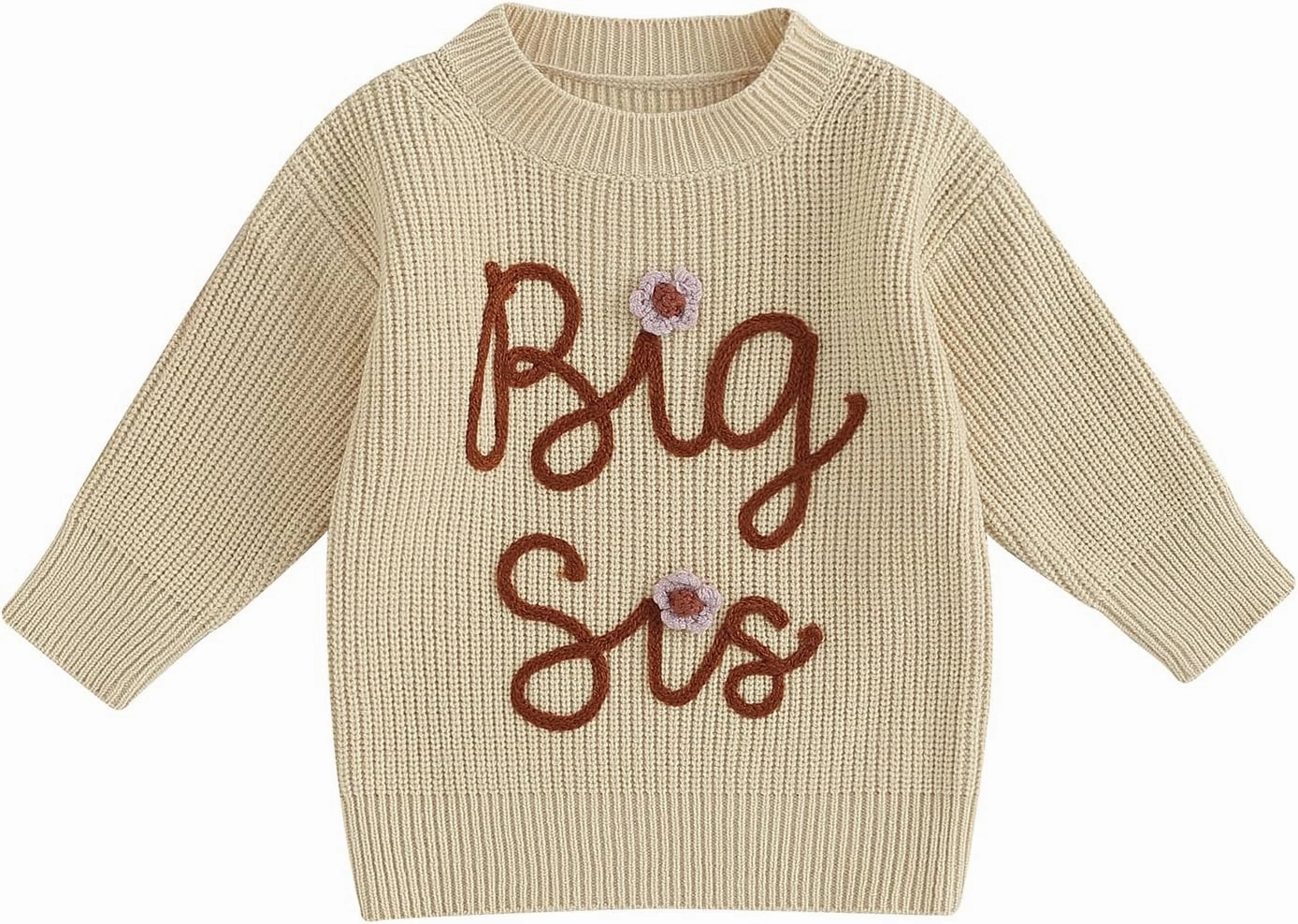 Toddler Baby Girls Sister Matching Set Knitted Sweater Embroidery Toddler Sweatshirt Romper Fall Winter Clothes